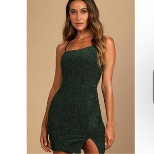 Lulus Take Me Anywhere Bodycon Mini Dress Green Sz Small